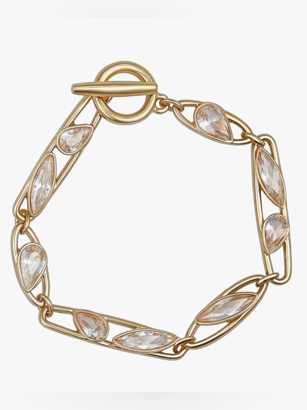 Vince Camuto Gold Crystal Link Toggle Bracelet - Picture 2 of 6